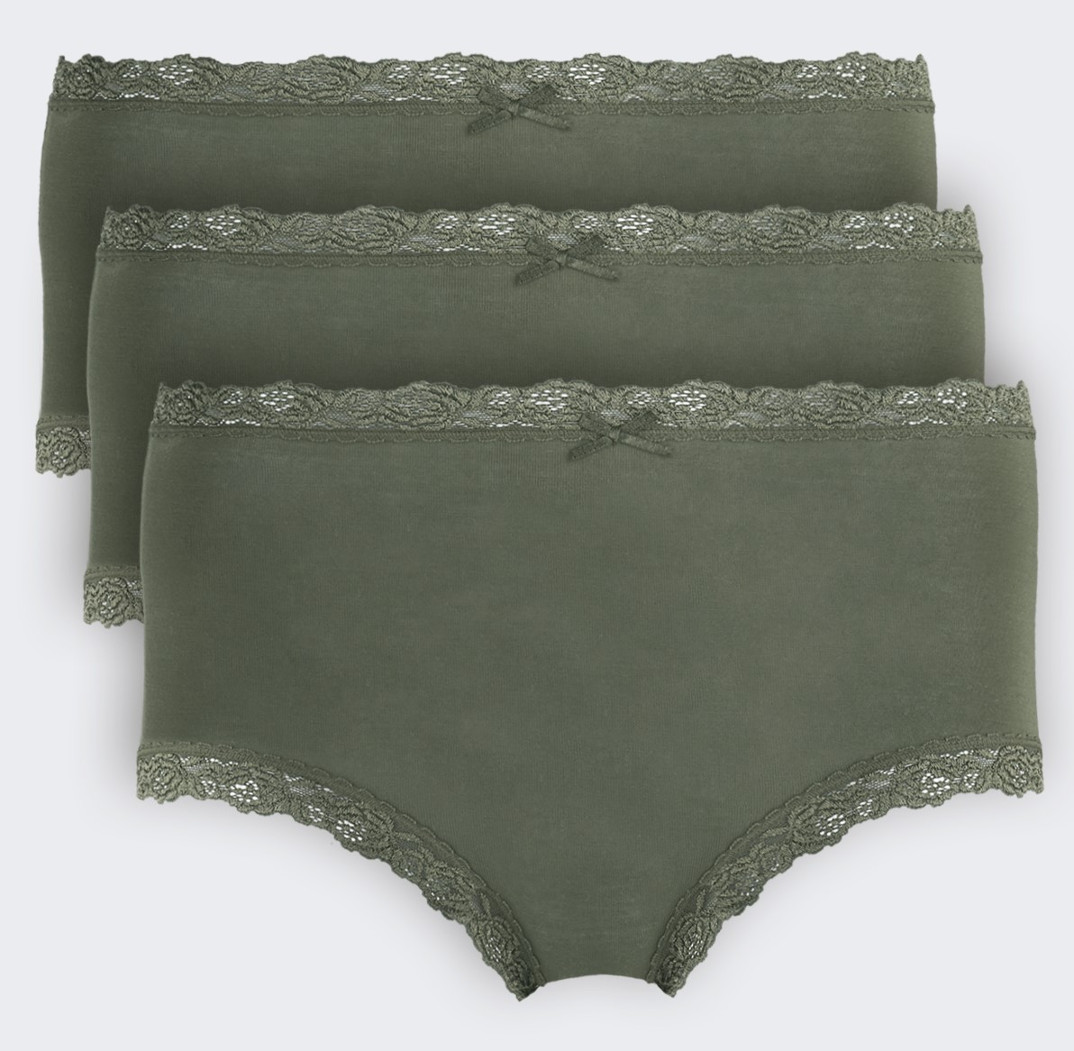 3er-Pack Nina von C. Damen Taillenslip Avocado