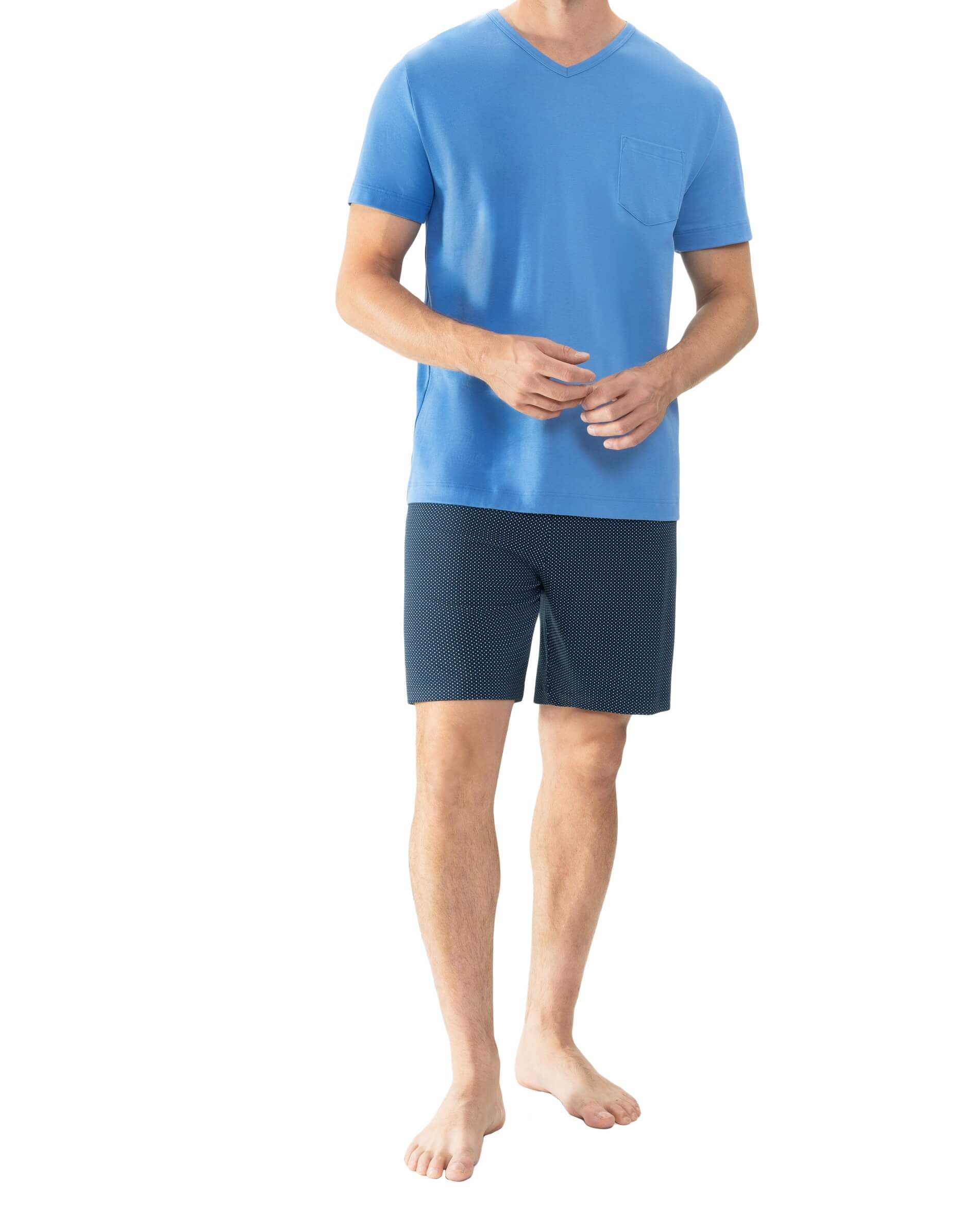 Mey Serie Micro Blue Herren Anzug kurz