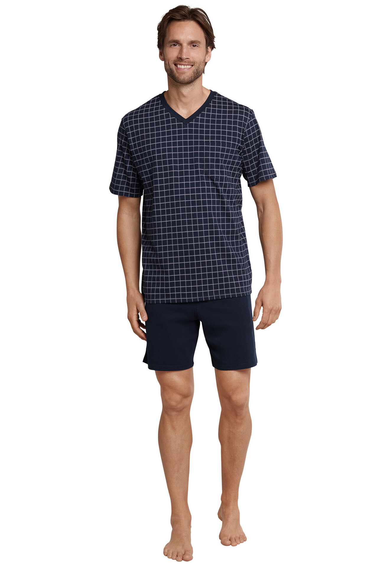 159617-803_detail2-Schiesser-selected-premium-inspiration-kurzer-dunkelblauer-Herrenschlafanzug-Kopie Schiesser Day and Night Herren Pyjama kurz