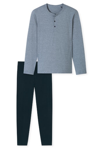 Schiesser Casual Comfort Herren Schlafanzug lang Knopfleiste