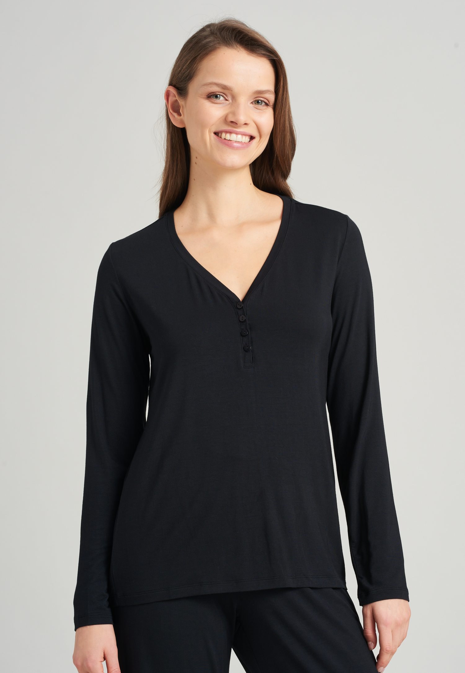 Schiesser Mix + Relax Damen Shirt langarm V-Ausschnitt