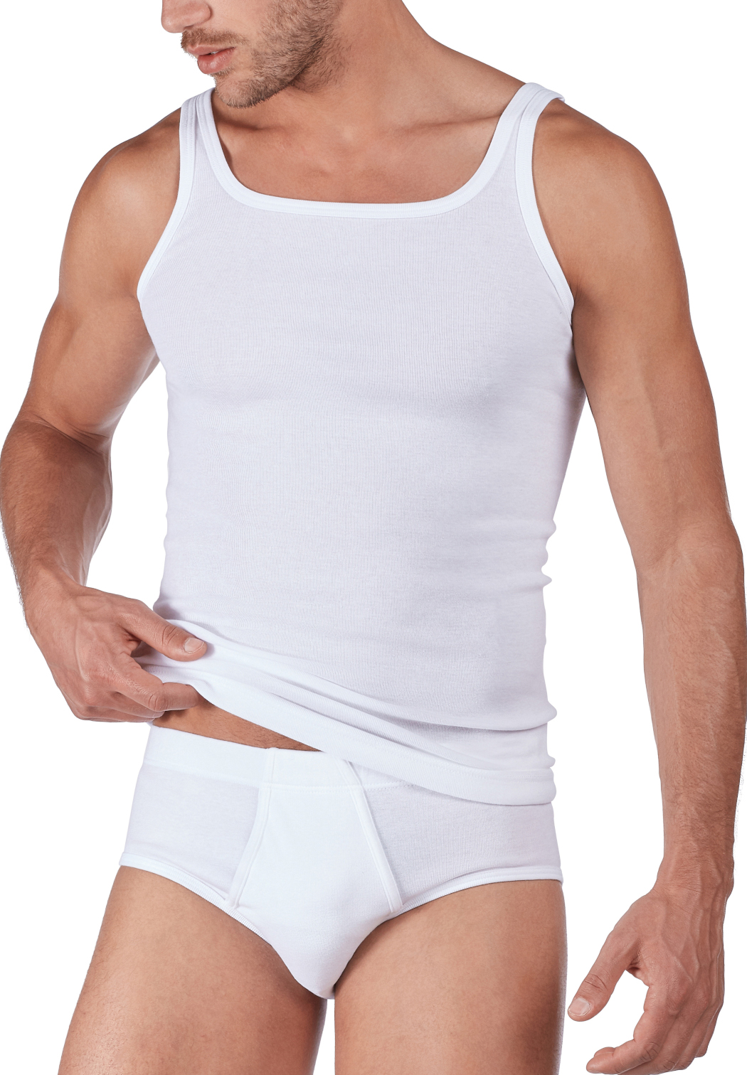 2er-Pack Huber Cotton Fine Rip Herren Achselshirt