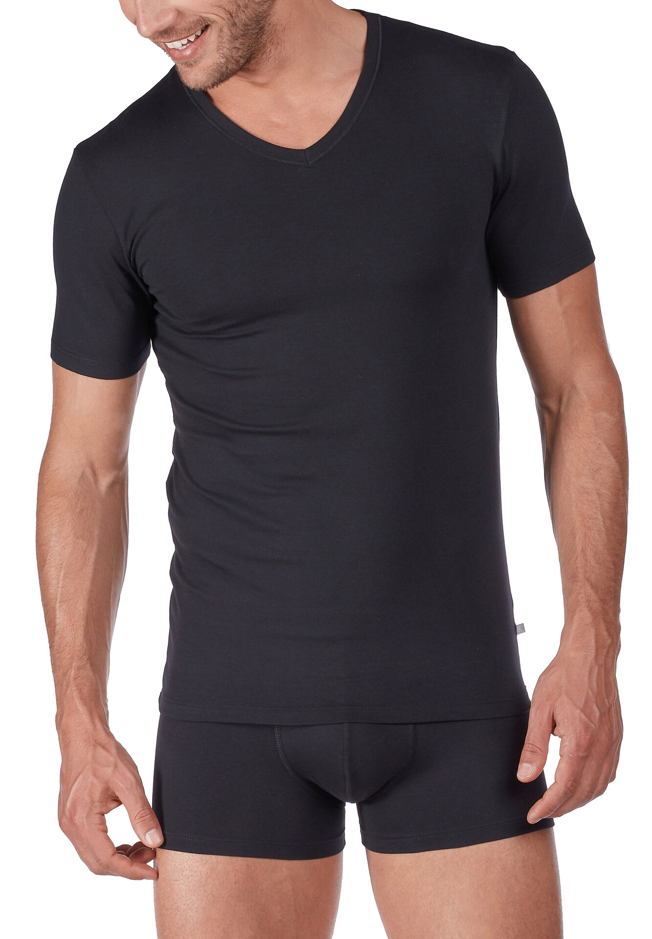 HUBER-Bodywe_201-Basic_0670_112589_3 Huber Daywear hautnah Soft Modal Herren Shirt kurzarm
