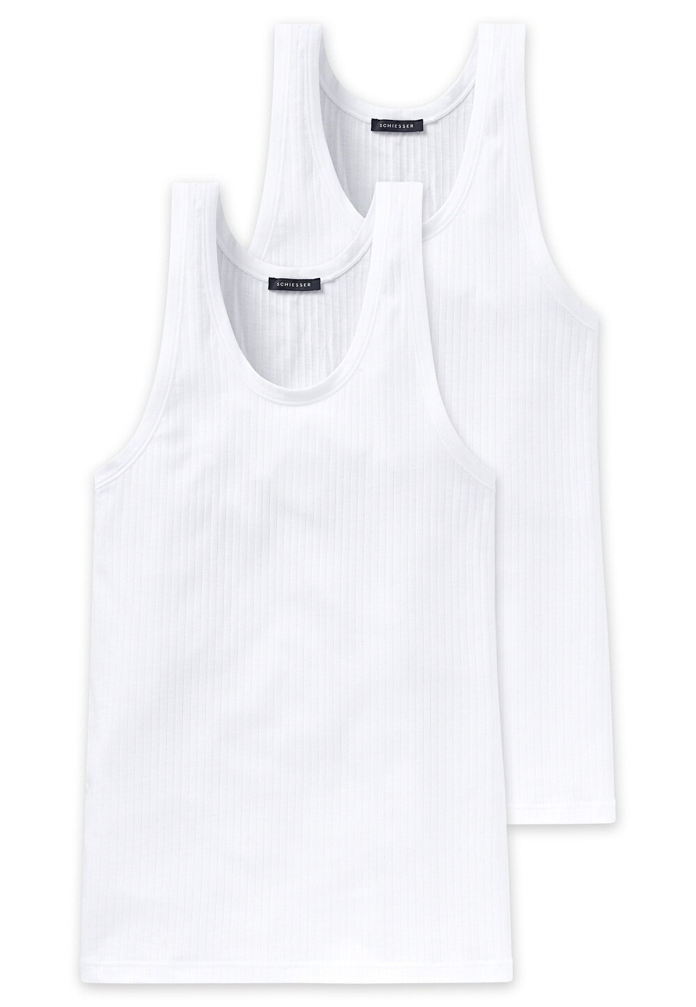 Schiesser Herren Unterhemd 2er Pack - Bio-Baumwolle V-Ausschnitt Mit Arm