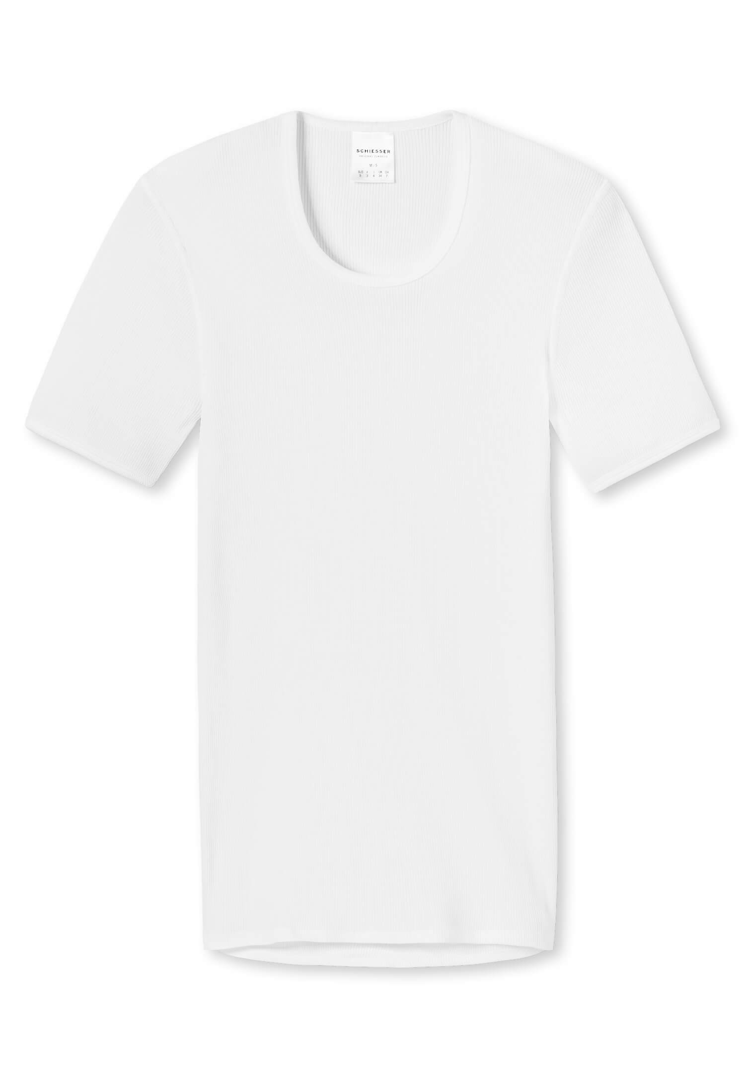 Schiesser Long Life Soft Canottiera Uomo A Maniche Corte 1/2: Scollo A V, Cotone E Micromodal, Taglia 7 (Bianco)
