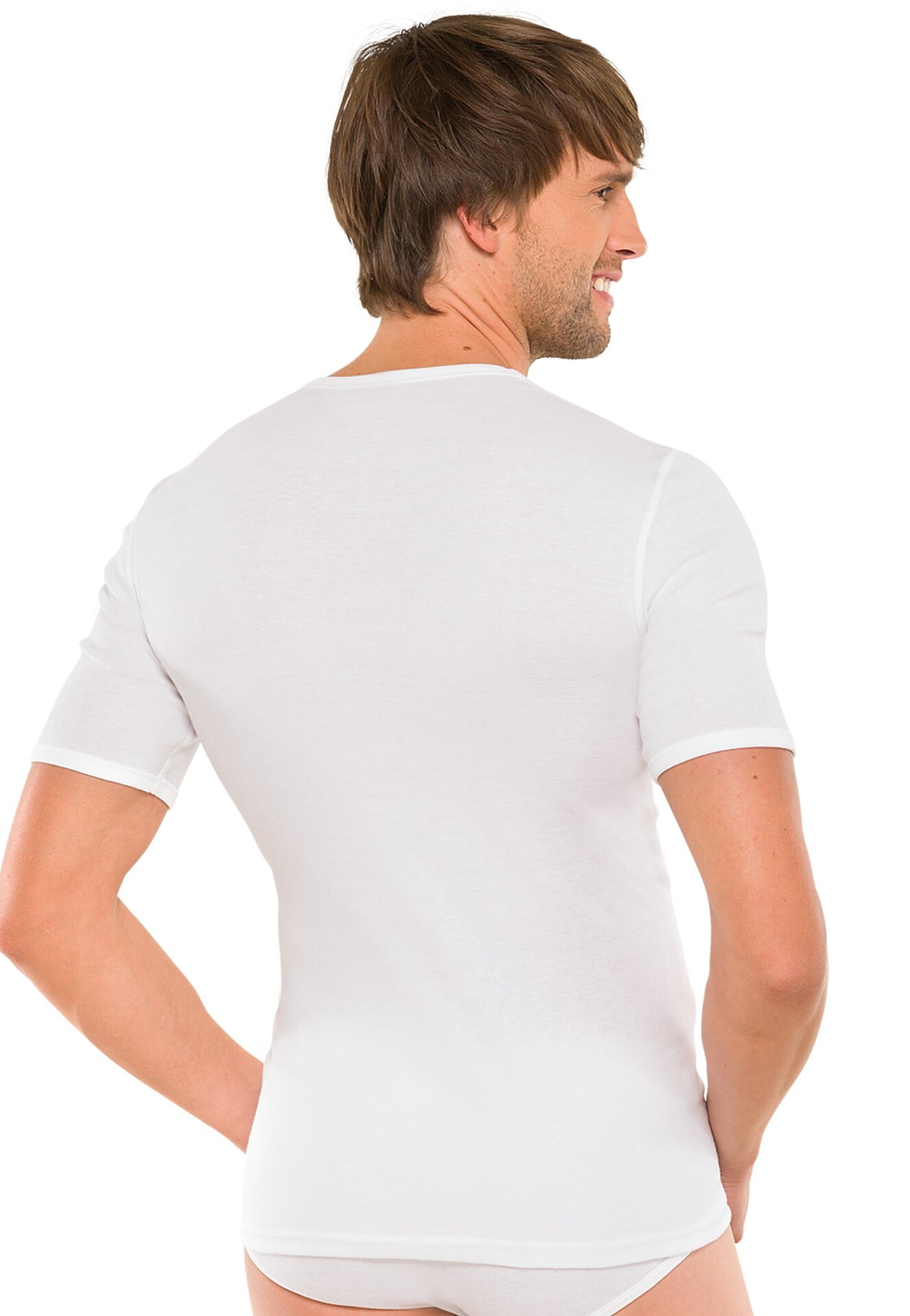 Ruck-weiss Schiesser Essentials Cotton Feinripp Herren Shirt 1/2